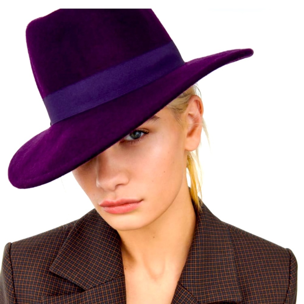 NWT purple fedora hat from Zara - 100% wool